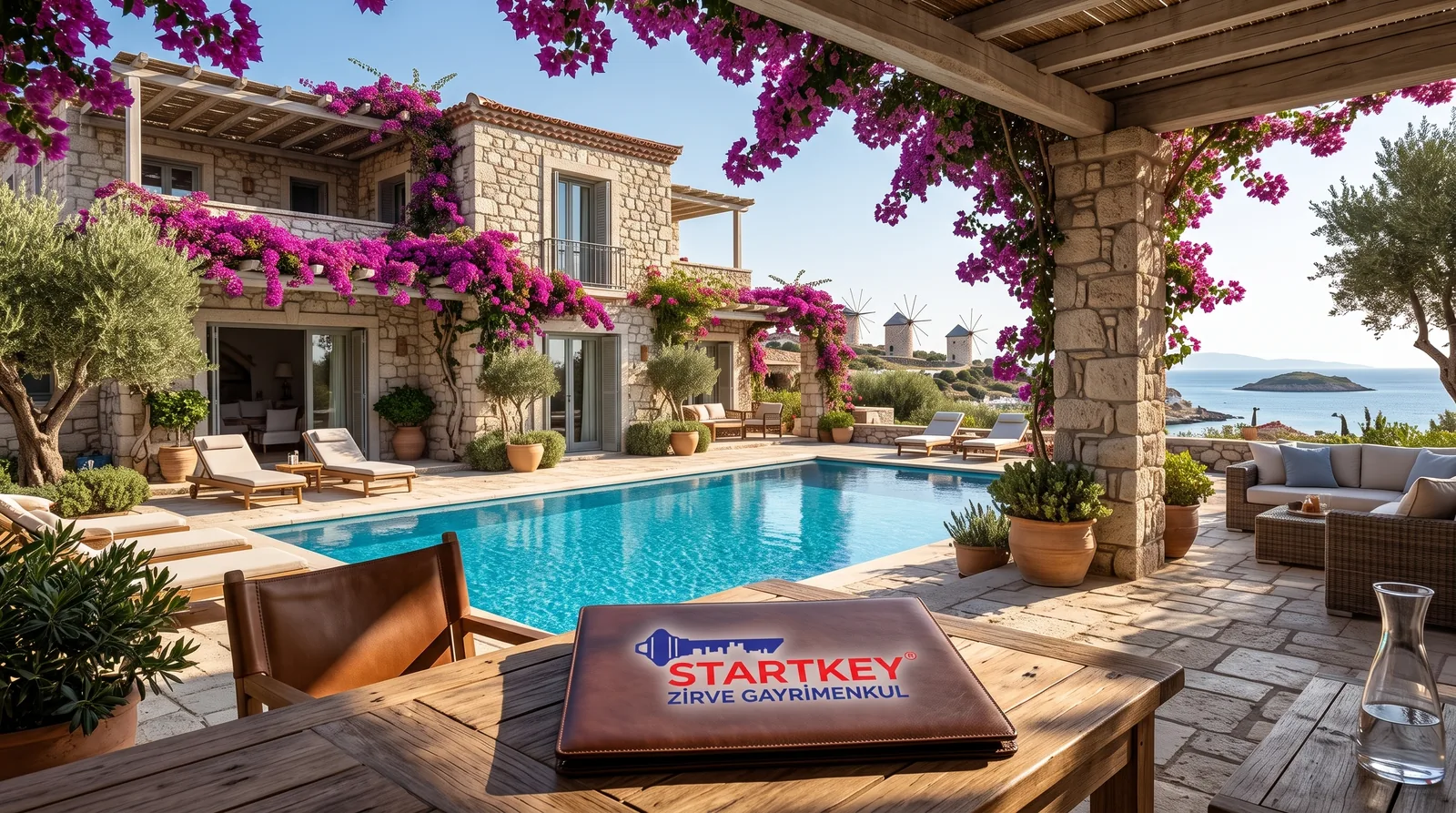 Çeşme satılık villa arayışında lüks taş mimari ve havuzlu müstakil yaşam