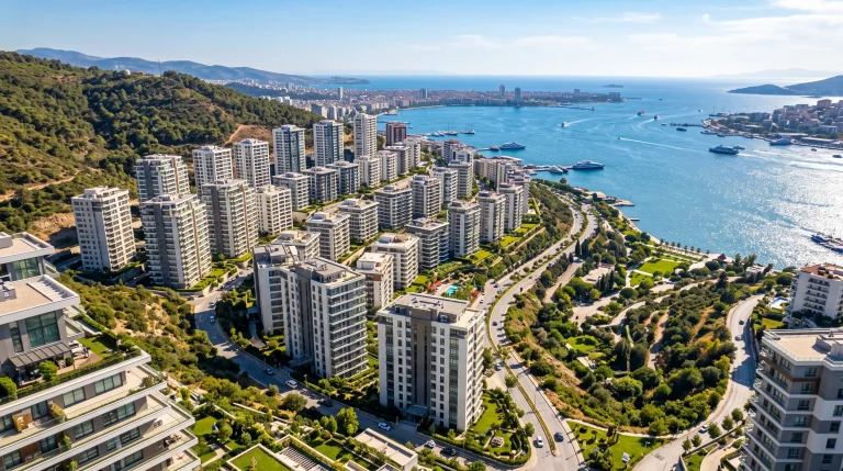 Çiğli Evka-5 satılık daire İzmir körfezi panoramik manzaralı modern konut siteleri