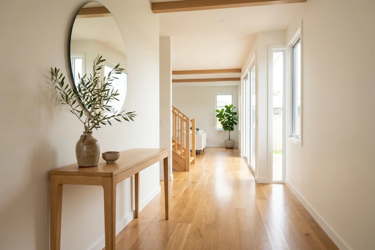 Feng shui ev mimarisinde enerji akışını karşılayan aydınlık antre