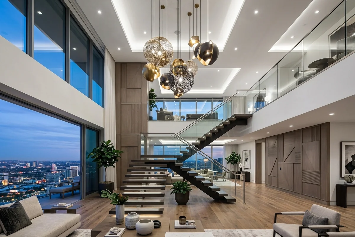 Çift katlı galeri boşluklu penthouse daire nedir ve çağdaş iç mekan tasarımı