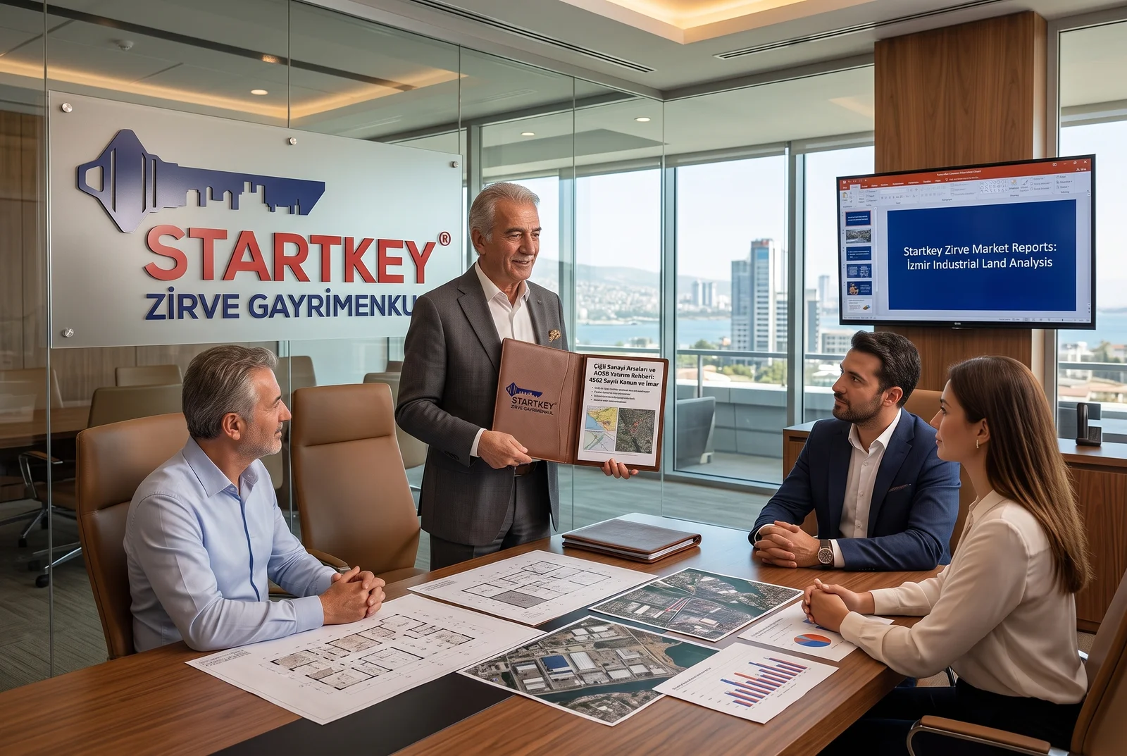 Startkey Zirve Gayrimenkul İzmir ofisinde Çiğli Sanayi Arsaları ve AOSB Yatırım Rehberi: 4562 Sayılı Kanun ve İmar danışmanlık toplantısı