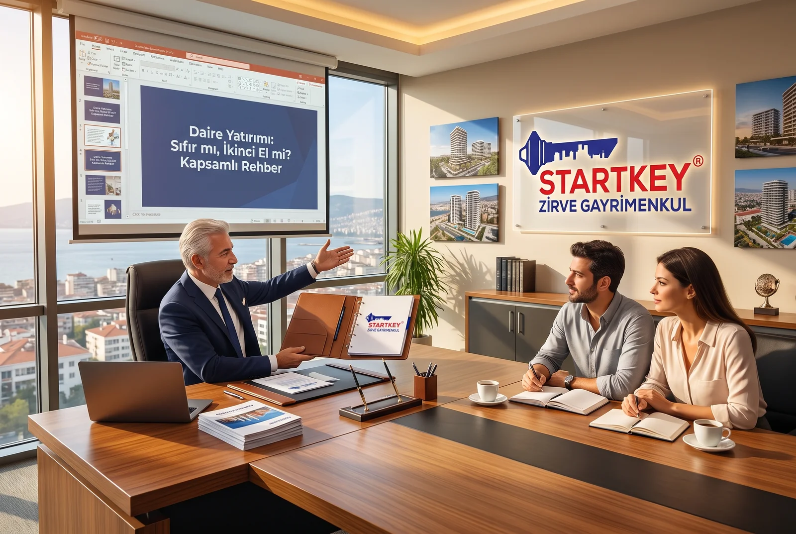 Startkey Zirve Gayrimenkul İzmir ofisinde Daire Yatırımı: Sıfır mı, İkinci El mi? Kapsamlı Rehber danışmanlık toplantısı