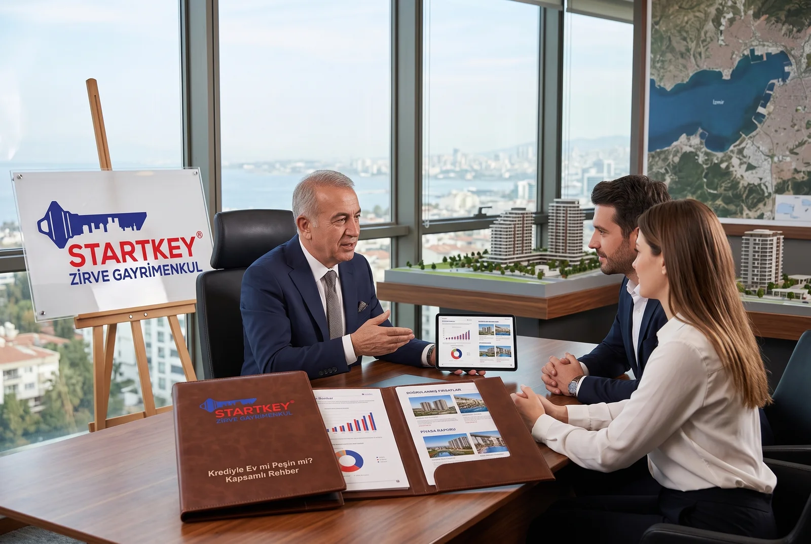 Startkey Zirve Gayrimenkul İzmir ofisinde Krediyle Ev mi Peşin mi? Kapsamlı Rehber danışmanlık toplantısı