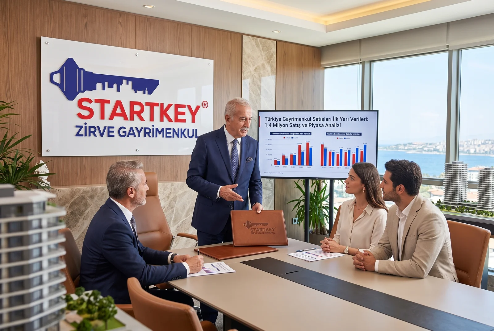 Startkey Zirve Gayrimenkul İzmir ofisinde Türkiye Gayrimenkul Satışları İlk Yarı Verileri: 1,4 Milyon Satış ve Piyasa Analizi danışmanlık toplantısı