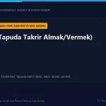 Tapu müdürlüğünde resmi memur huzurunda mülkiyet devri için taraflarca beyan edilen takrir verme ve tescil işlemi.